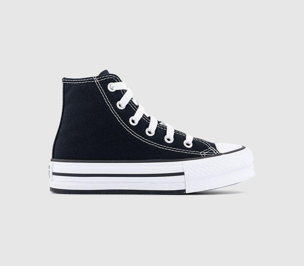 Odd Sizes - Kids Converse All Star Eva Lift Hi Youth Black White - UK Sizes Right 12 youth/Left 11 youth