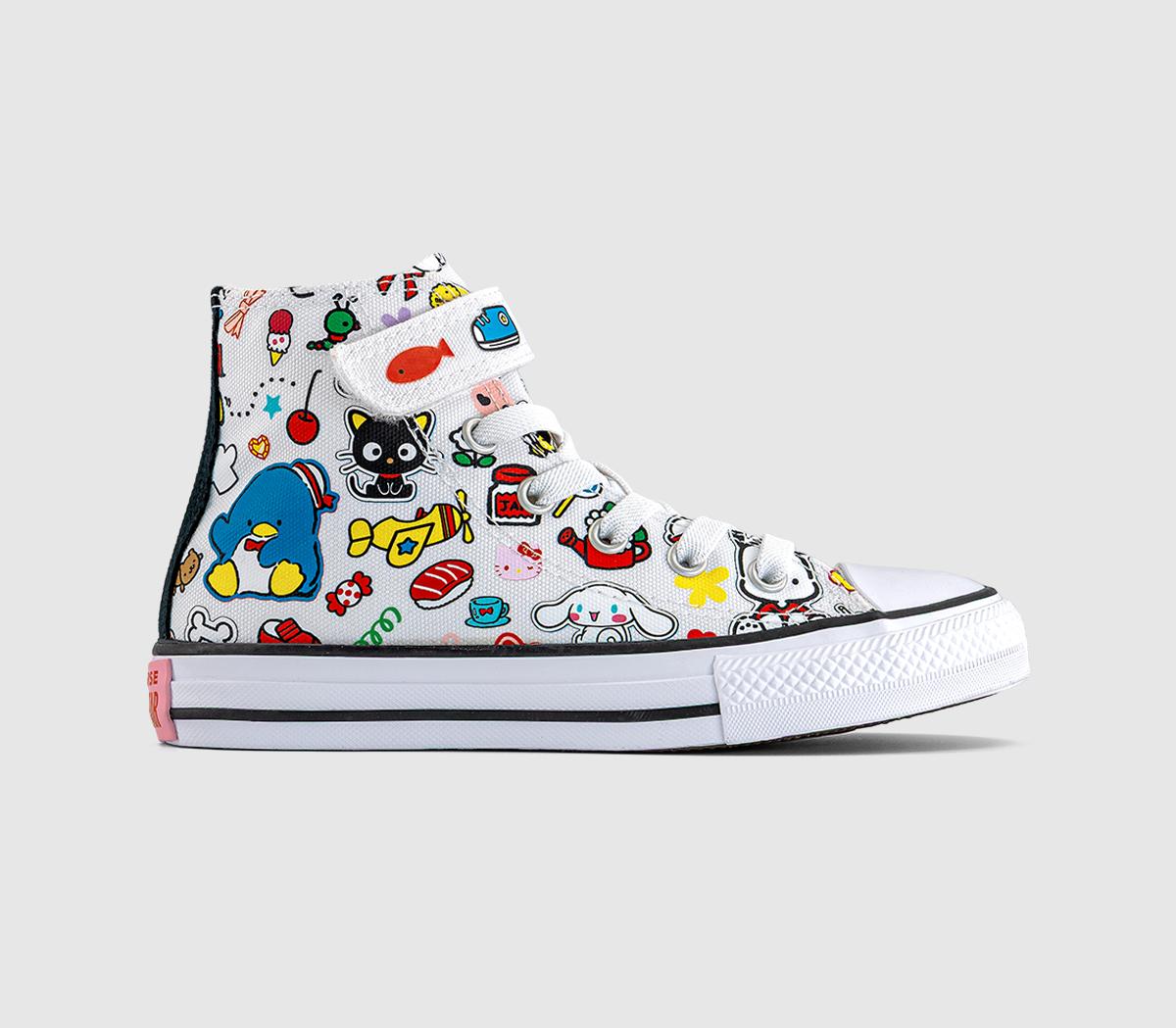 Kids Converse x Hello Kitty All Star Eva Lift Hi Youth Trainers Hello Kitty White Black