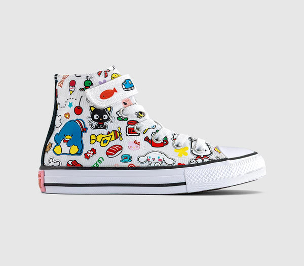 Kids Converse x Hello Kitty All Star Eva Lift Hi Youth Trainers Hello Kitty White Black