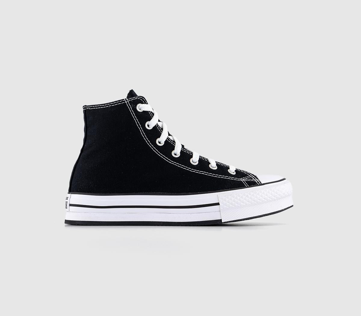 Odd Sizes - Converse All Star Lift Hi Junior Black White - UK Sizes Right 5.5/Left 5