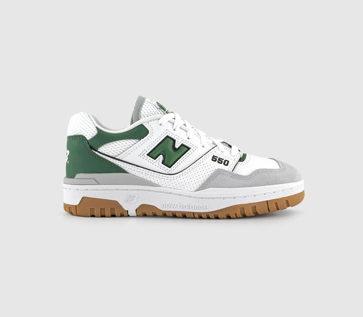 New Balance BB550 Trainers White Green Grey Gum – OFFCUTS SHOES by