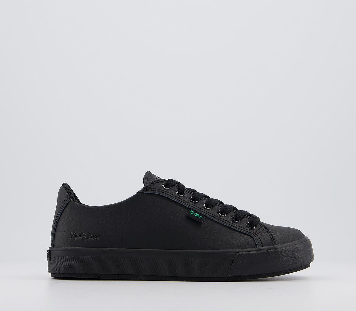 Odd Sizes - Kids Kickers Tovni Lacer Youth Black Leather - UK Sizes Right 6/Left 5