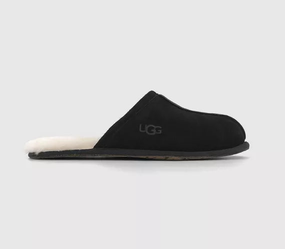 Mens UGG Scuff Slipper New Black Suede UK Size 8