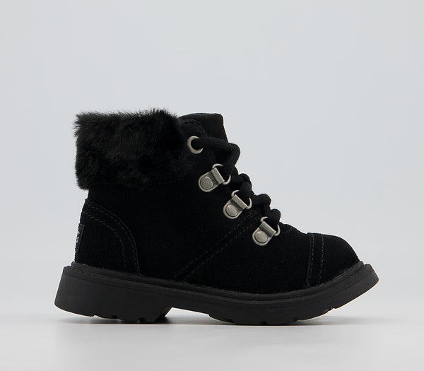 Odd Sizes - Kids UGG Azell Hiker Infant Black Suede Uk Sizes Right 8 infant/Left 9 infant