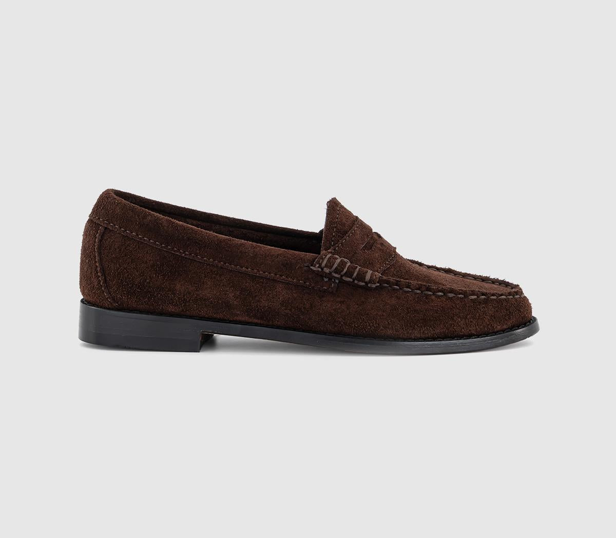 Womens G.H Bass & Co Weejun Penny Loafers Chocolate Suede UK Size 4