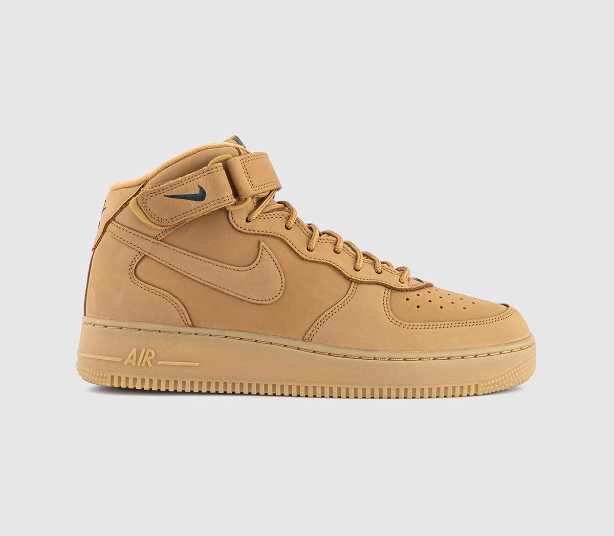 Nike Air Force 1 Mid Trainers Flax Flax Outdoor Green Qs