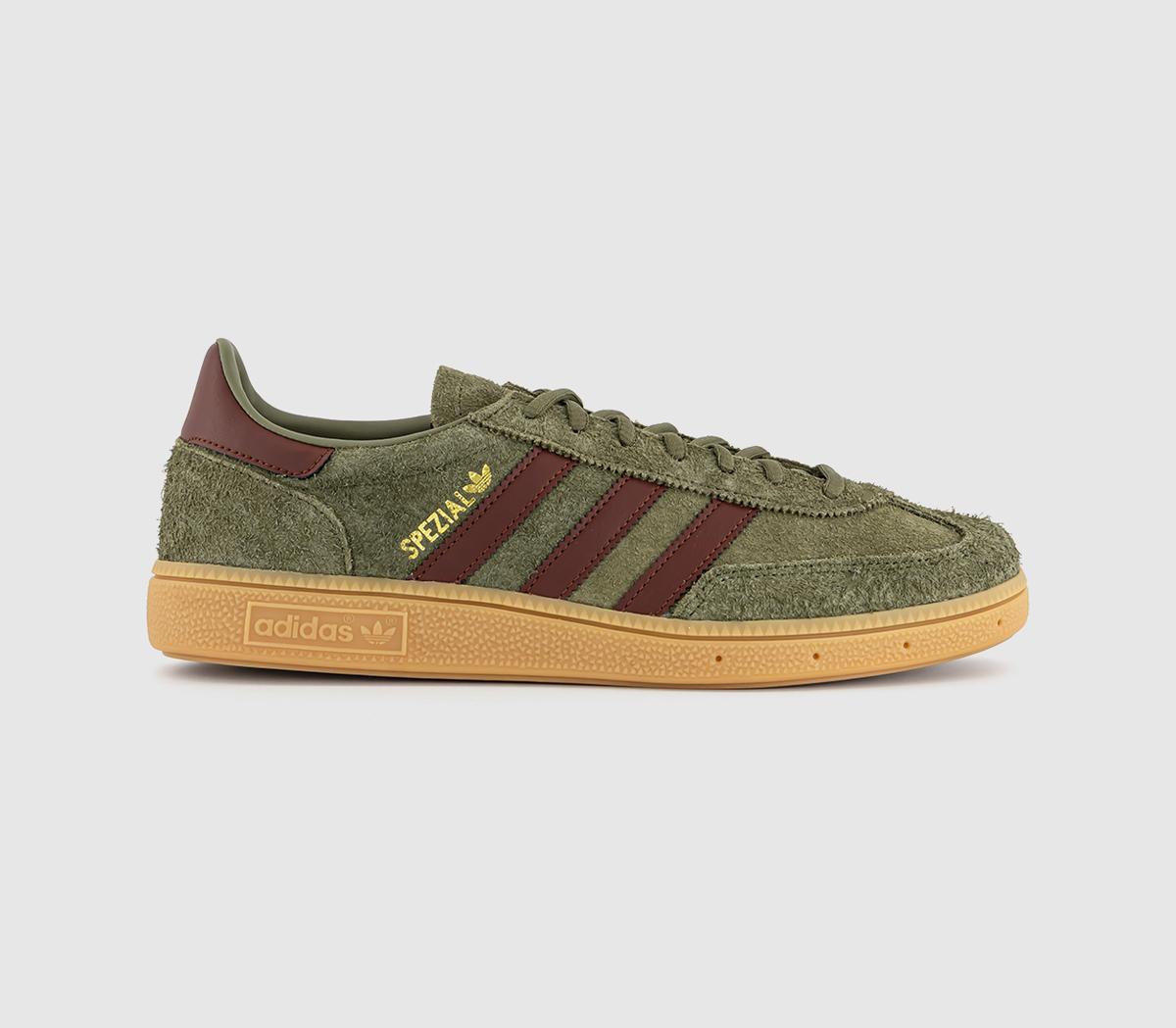 adidas Handball Spezial Trainers Focus Olive Fox Brown Gum UK Size 8
