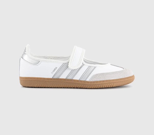adidas Samba Jane Ballet Trainers White Silver Metallic Gum UK Size 6