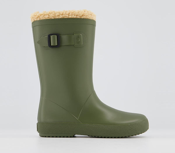 Kids Igor Splash Shearling Lined Welly Boots Khaki