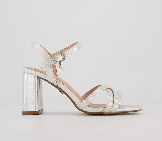 Womens OFFICE Moonstone Two Part Block Heels Silver