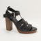 Womens Office Holla  Wood Block Heel Sandals Black Leather