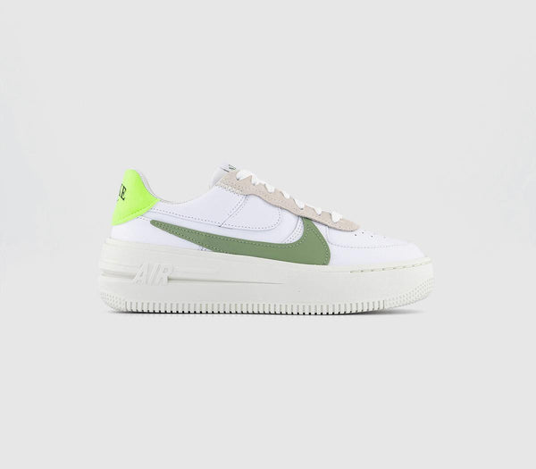 Odd Sizes -  Nike Air Force 1 Plt.Af.Orm White Oil Green Sail Volt - UK Sizes Right 6/Left 7