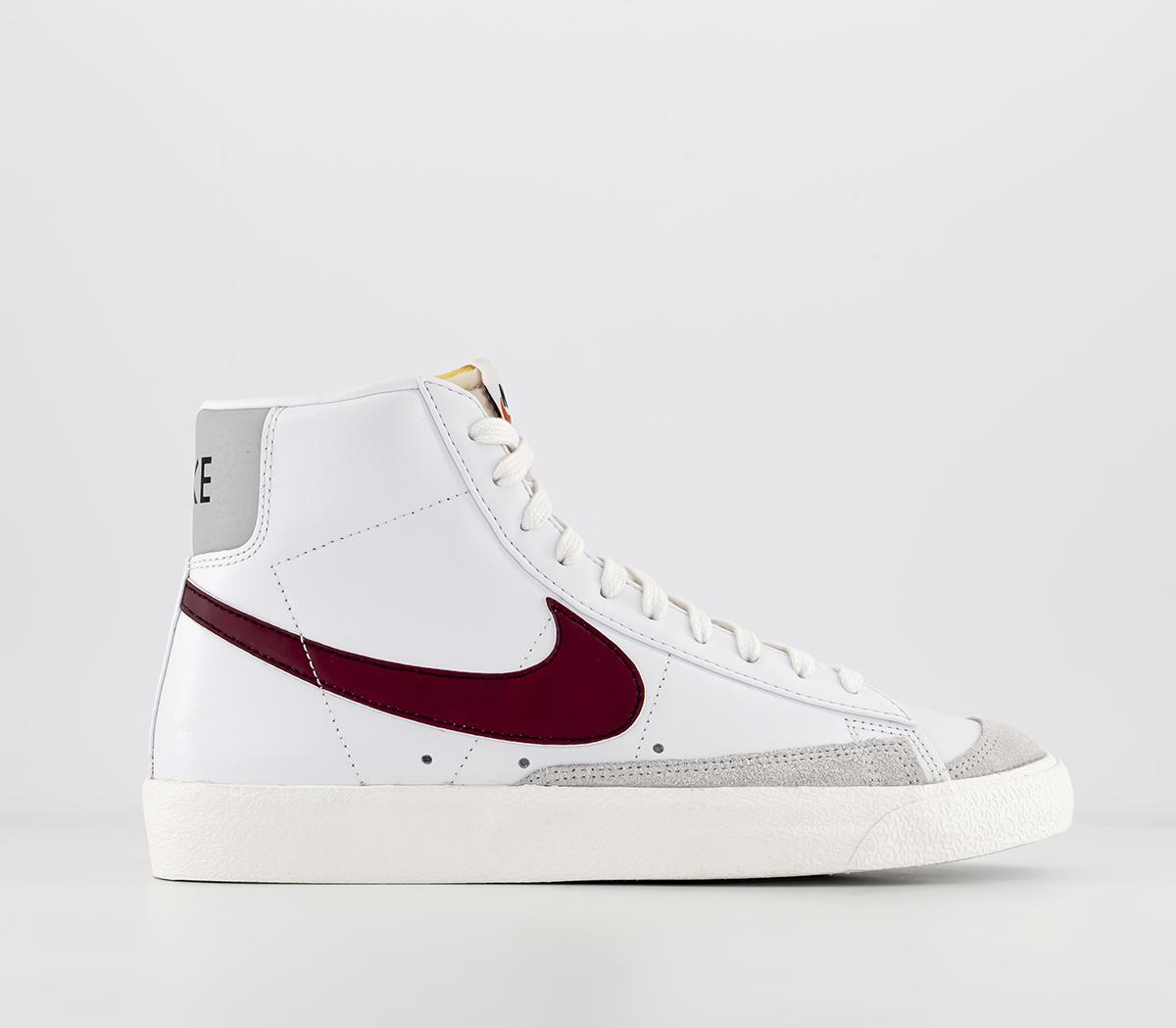 Odd Sizes - Nike Blazer Mid '77 White Dark Beetroot Grey Fog Black - UK Sizes Right 9/Left 8