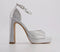 Womens Office Hiring Embellished Peep Toe Platform Silver