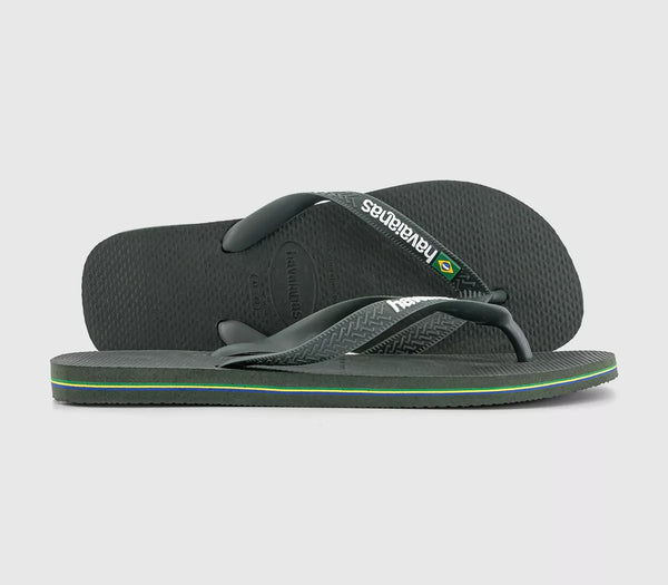 Womens Havaianas Brasil Logo Flip Flop Green Olive UK Size 4 to 5 EU37/38