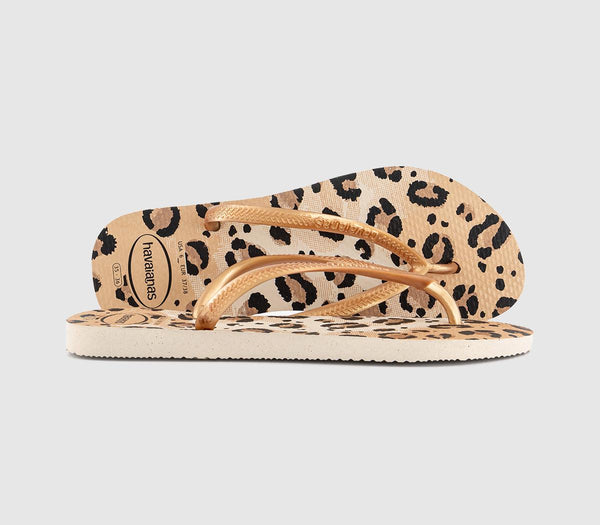 Womens Havaianas Slim Animals Flip Flops Beige Beige