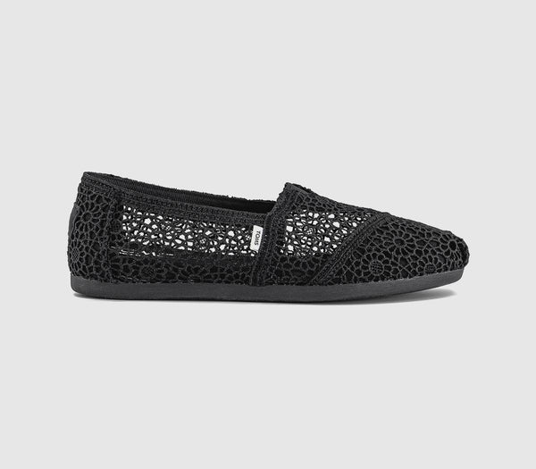 Womens TOMS Alpargata Flats Black Moroccan Crochet