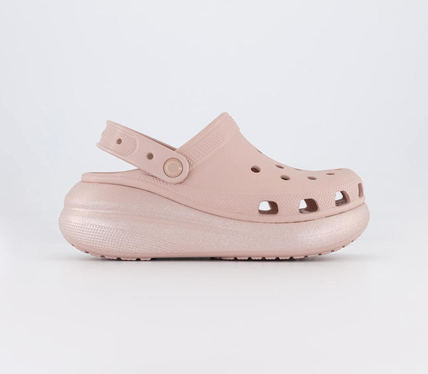 Odd Sizes - Womens Crocs Classic Crush Clogs Pink Clay Shimmer - UK Sizes Right 7/Left 8