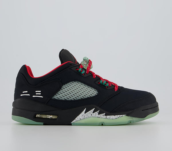 Nike Jordan 5 Low Trainers Clot Black Jade Fire Red