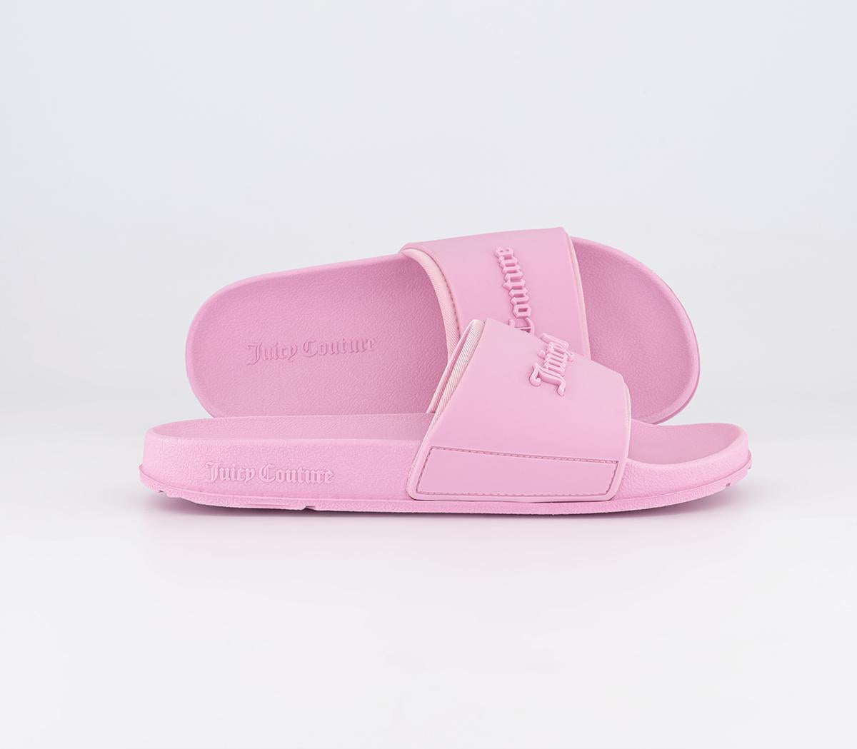 Odd Sizes - Womens Juicy Couture Breanna Debossed Sliders Baby Pink - UK Sizes Right 5/Left 6