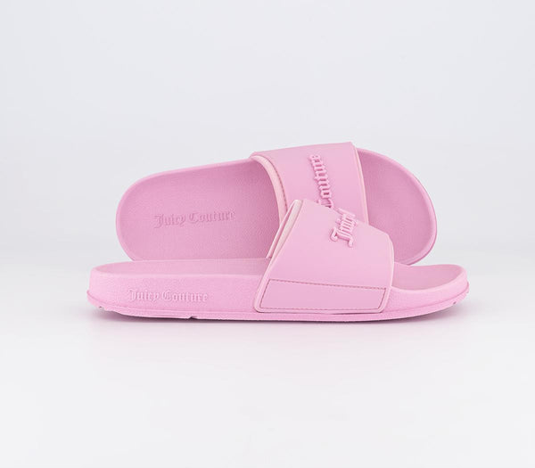 Odd Sizes - Womens Juicy Couture Breanna Debossed Sliders Baby Pink - UK Sizes Right 5/Left 6