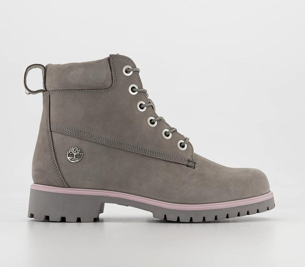 Odd Sizes - Womens Timberland Timberland Lyonsdale 6 Inch Boots Titanium Grey Pink Rand - UK Sizes Right 8/Left 7