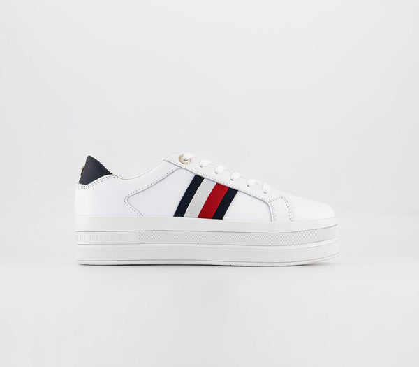 Odd Sizes - Tommy Hilfiger Webbing Flatform Cupsole White Red Blue - UK Sizes Right 6/Left 7