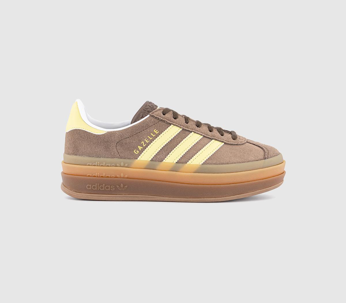 Odd Sizes -  adidas Gazelle Bold W Trainers Earth Strata Powder Yellow White - UK Sizes Right 4.5 Left 3.5