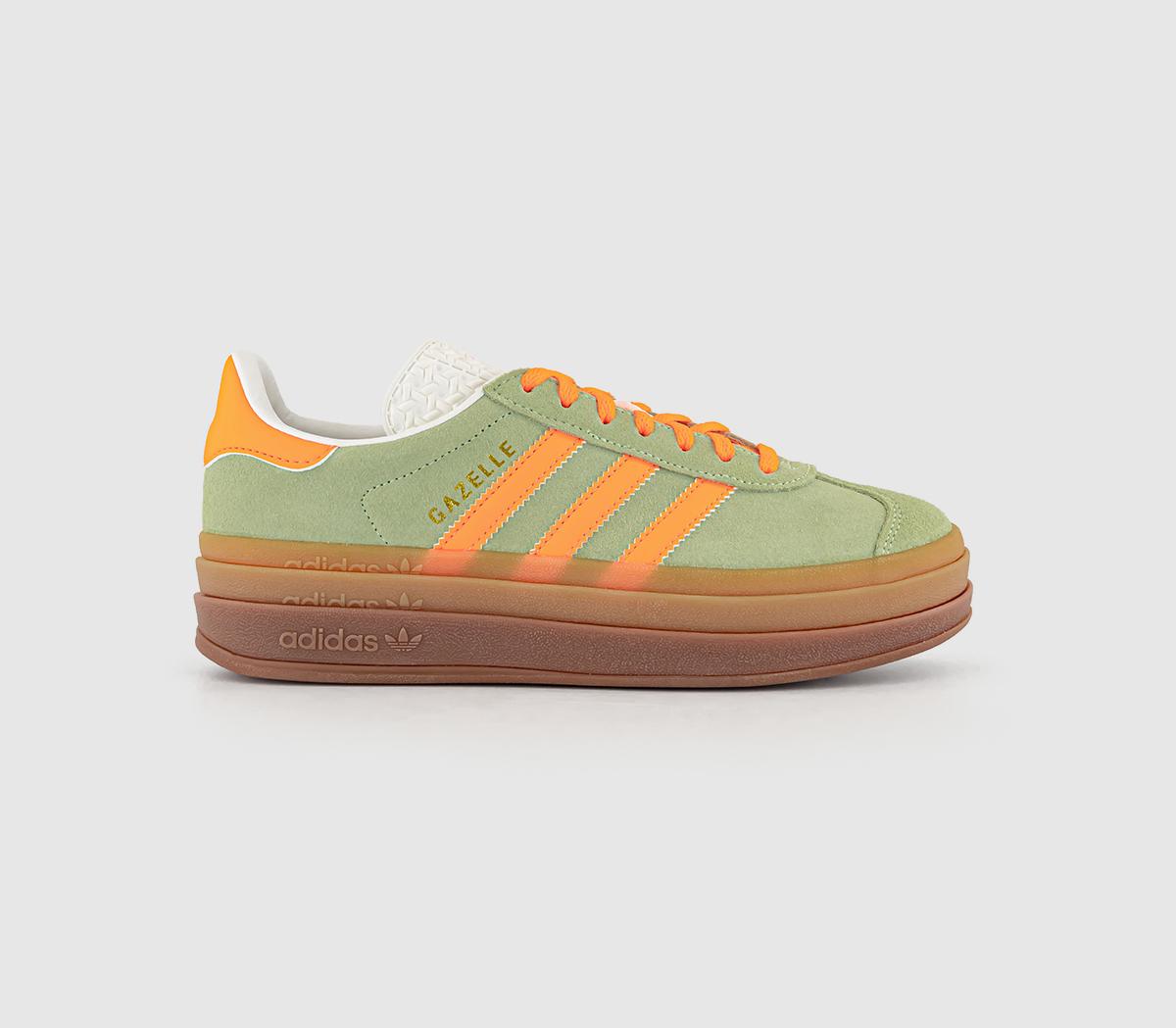 adidas Gazelle Bold W Semi Green Screaming Orange Gum Uk Size 6