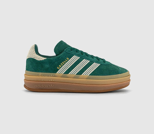 Odd Sizes -  adidas Gazelle Bold W Trainers Collegiate Green Wonder White Gold Metallic - UK Sizes Right 5.5/Left 5