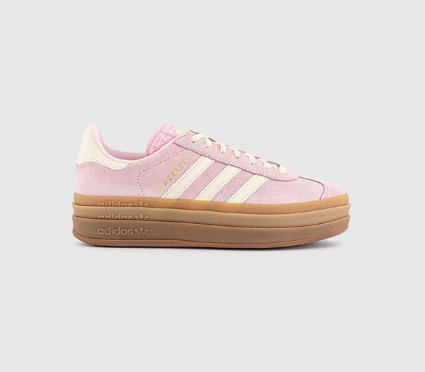 adidas Gazelle Bold W Trainers Clear Pink Cream White Gold Metallic UK Size 6.5