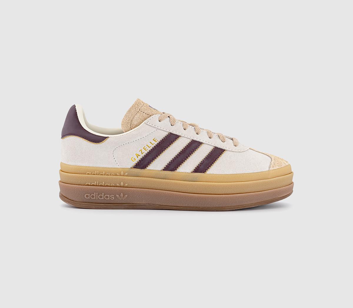 Odd Sizes -  adidas Gazelle Bold W Trainers Cream White Maroon Magic Beige - UK Sizes Right 7/ Left 6