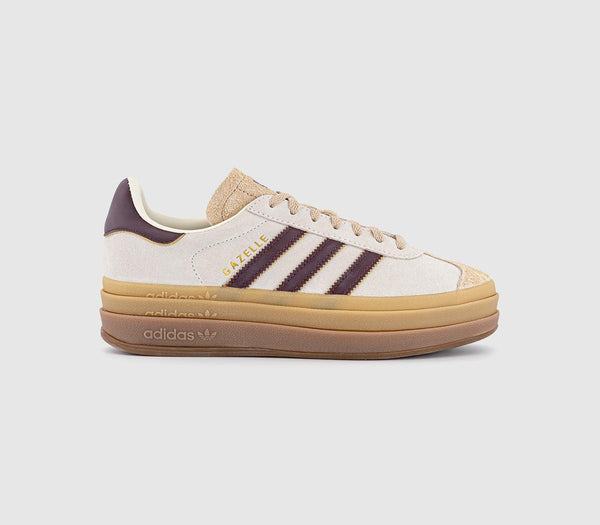 Odd Sizes -  adidas Gazelle Bold W Trainers Cream White Maroon Magic Beige - UK Sizes Right 7/ Left 6