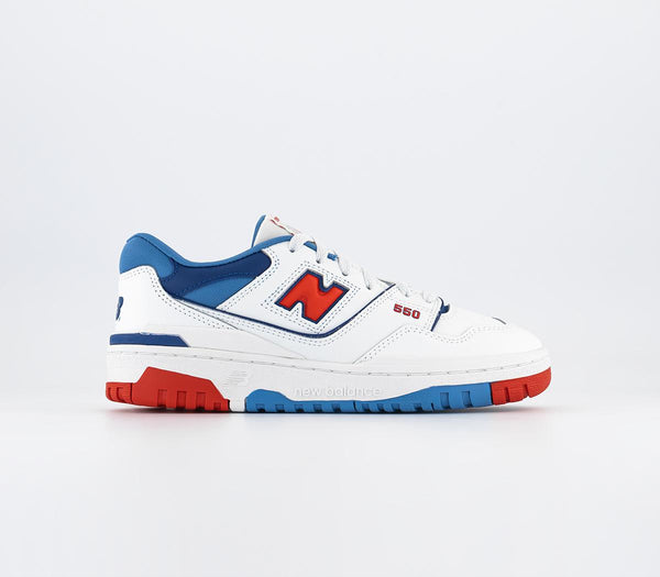 Odd Sizes - Kids New Balance BB550 Gs White Blue Navy Red - UK Sizes Right 5.5/Left 5