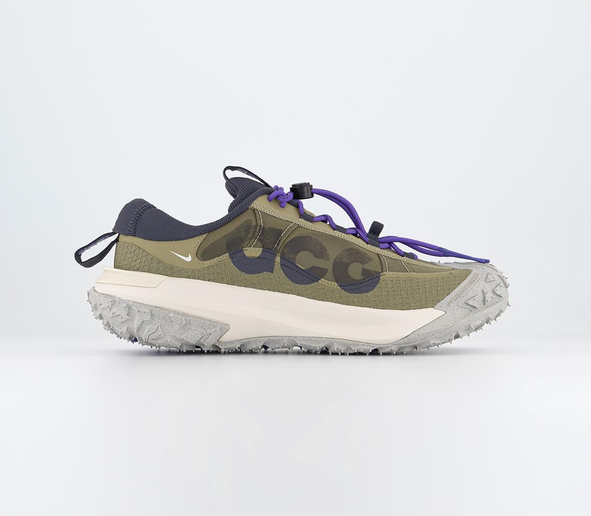 Odd Sizes - Nike Acg Mountain Fly 2 Low Neutral Olive Gridiron Action Grape Light Orewood - UK Sizes Right9/Left 8