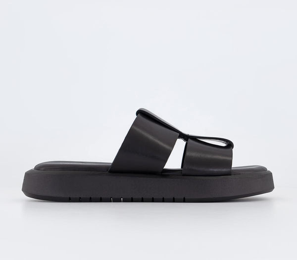 Mens Vagabond Shoemakers Nate Woven Slides Black Leather