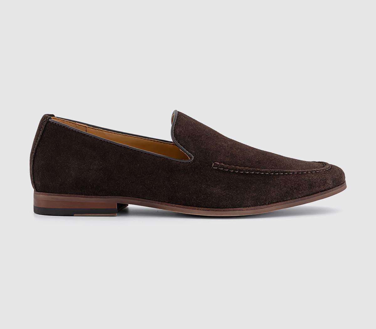 Mens OFFICE Cody Slip On Loafers Chocolate Suede