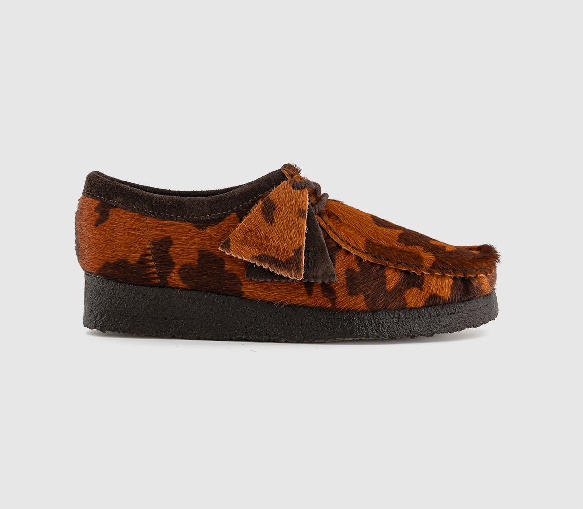 Womens Clarks Originals Wallabees Brown Cow Print