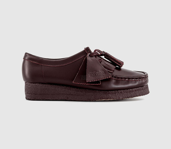 Womens Clarks Originals Wallabees Wine Polished Leather