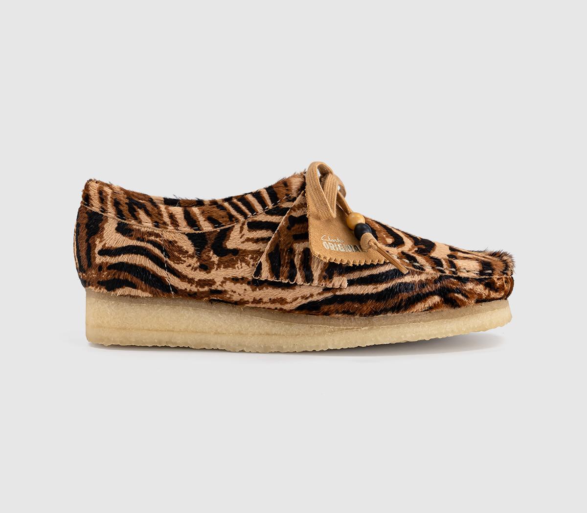 Womens Clarks Originals Womens Wallabees Tiger Print