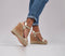 Womens Office Heated Cork Wedge Espadrille Gold