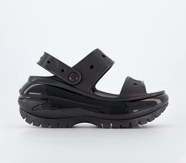 Odd Sizes - Womens Crocs Classic Mega Crush Sandals Black - UK Sizes Right 4/Left 5