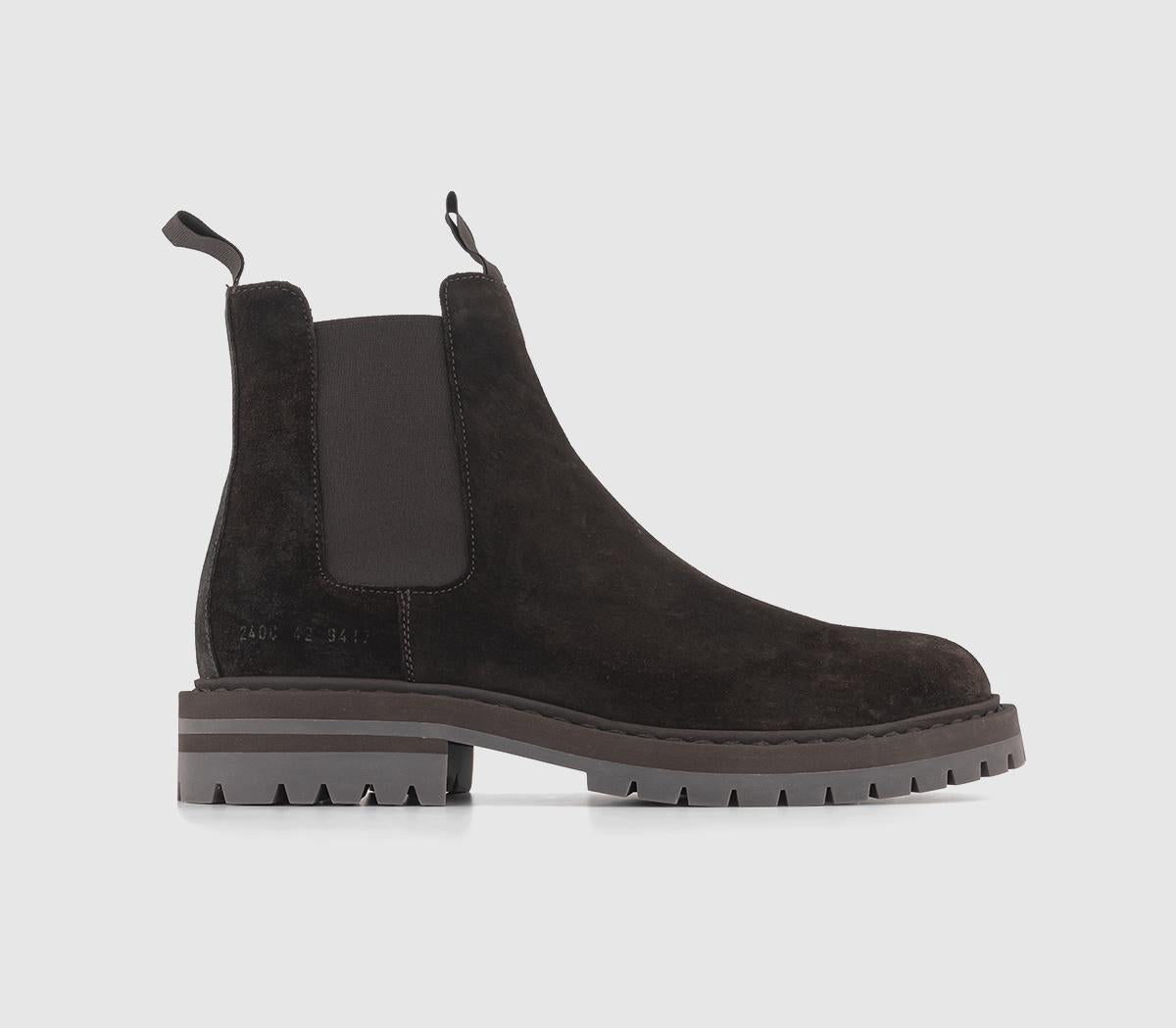 Mens Common Projects Chelsea Boots Dark Brown Suede