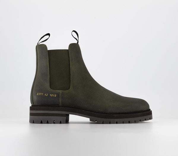 Mens Common Projects Chelsea Boots Olive Uk Size 11