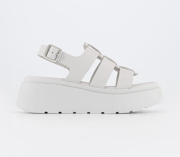 Womens Office Melba Wedge Caged Sandals Off White Leather