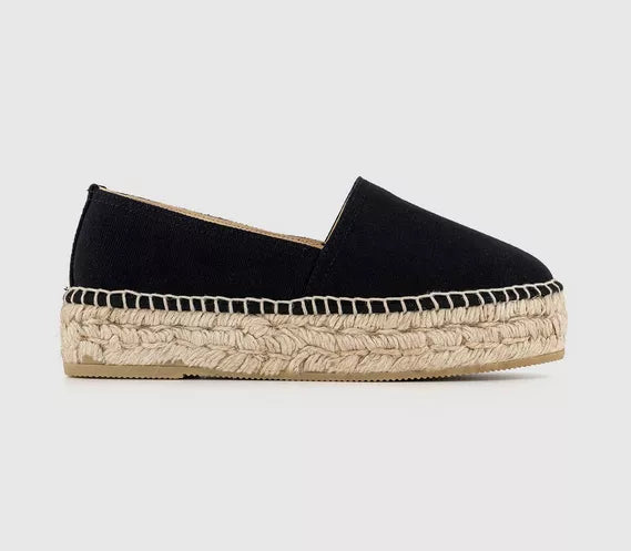 Womens Gaimo For OFFICE Platform Espadrille Black Canvas