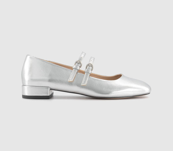 Womens Office Frenchkiss Two Strap Mary Jane Silver OFFCUTS SHOES by OFFICE