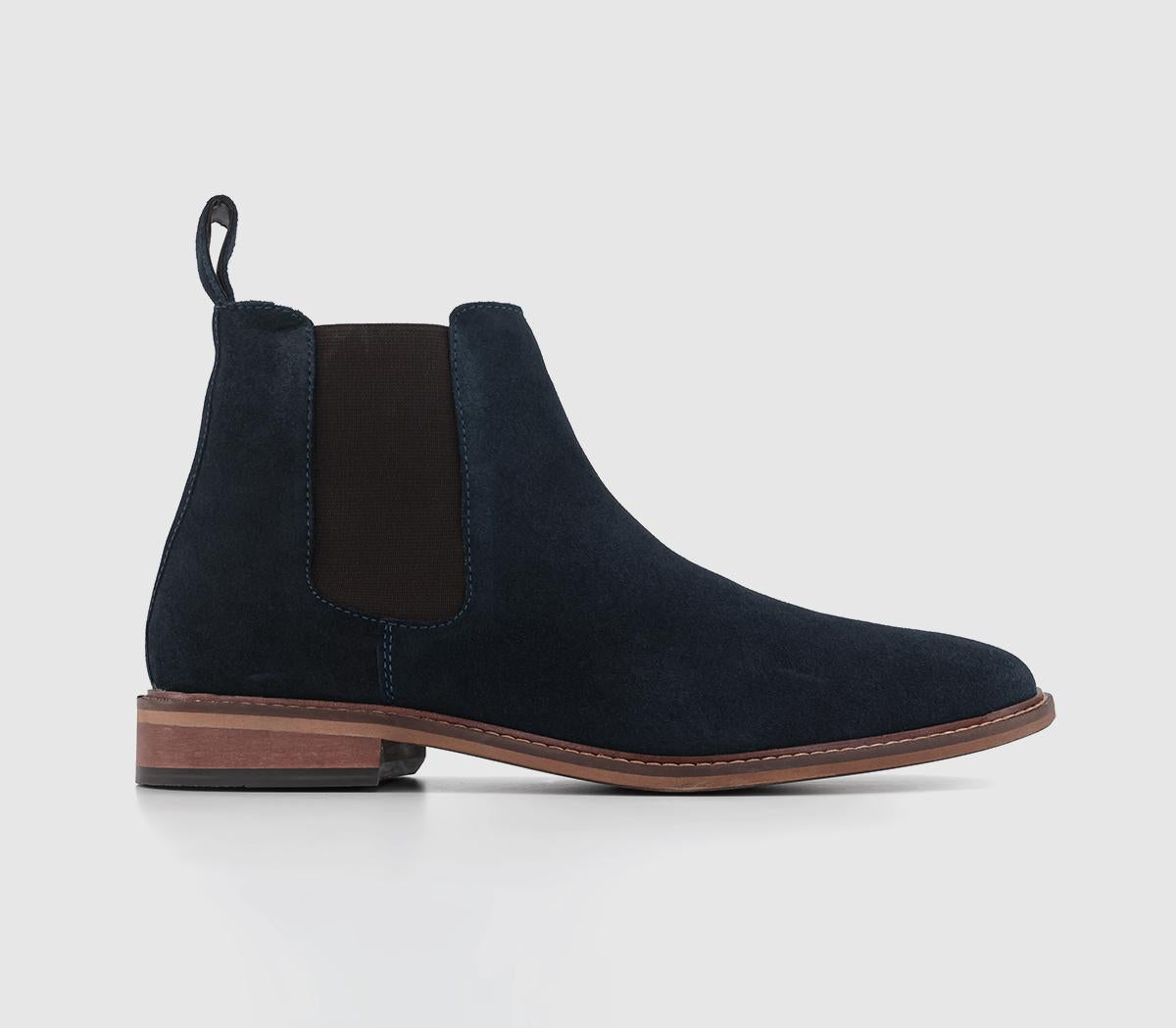 Mens Office Beacon Chelsea Boots Navy Suede OFFCUTS SHOES by OFFICE