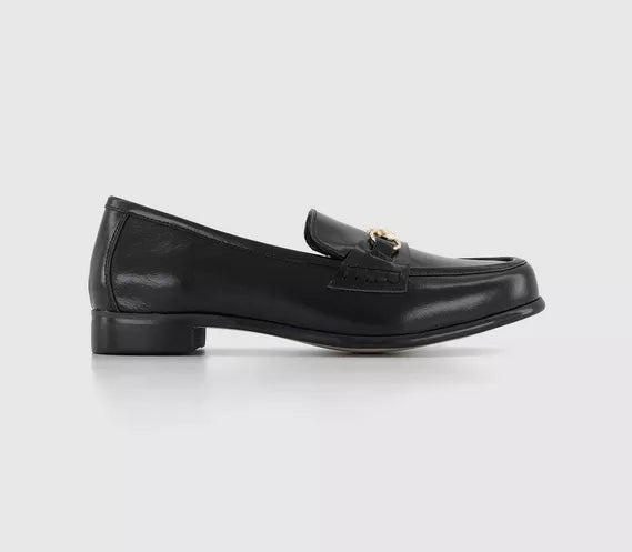 Womens Office Formula Snaffle Trim Leather Loafers Black Leather