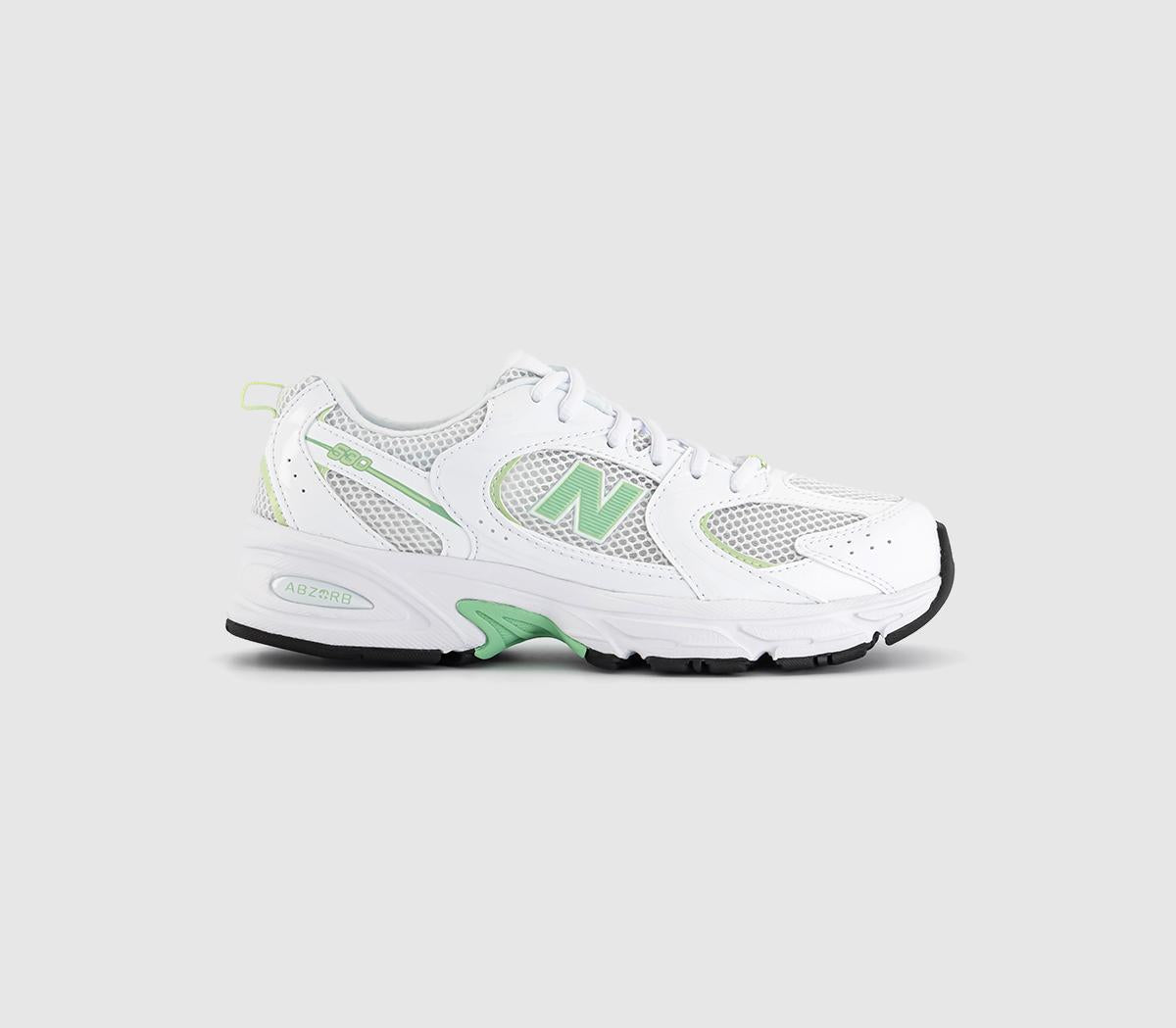 Odd Sizes - Kids New Balance 530 GS Trainers White Green - UK Sizes Right 4.5/Left 5